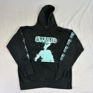 Ghostemane Mens Large Black Teal Glitch Graphic 2023 Tour Hoodie Cotton Heritage